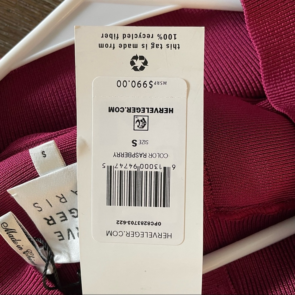 NWT Herve Leger Raspberry Dress - Picture 10 of 16